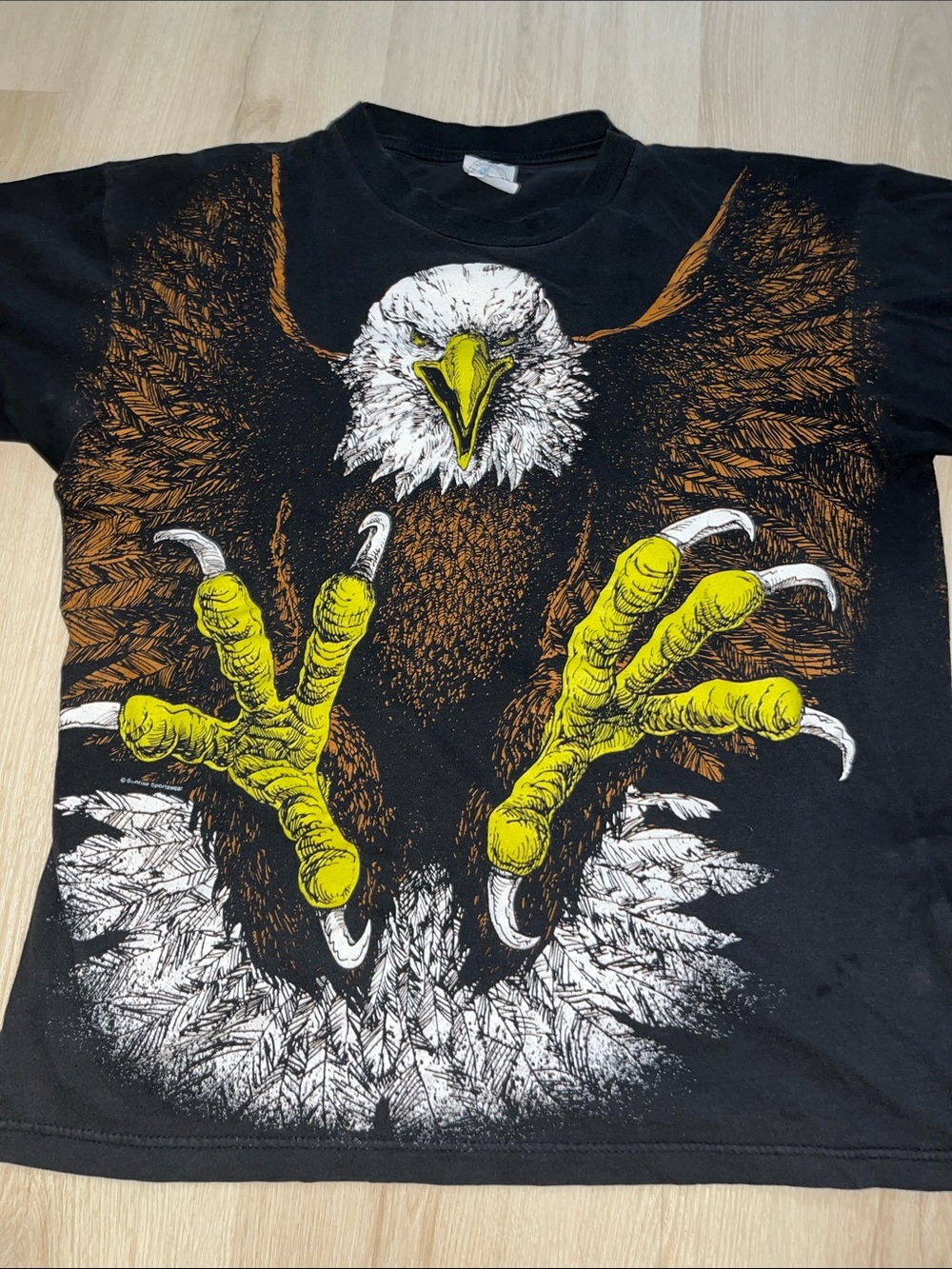 Vintage Nature Graphic Eagle Claw AOP Black T-Shirt